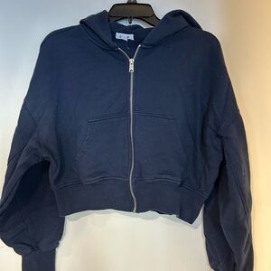 Garage Navy Blue Cropped Hoodie